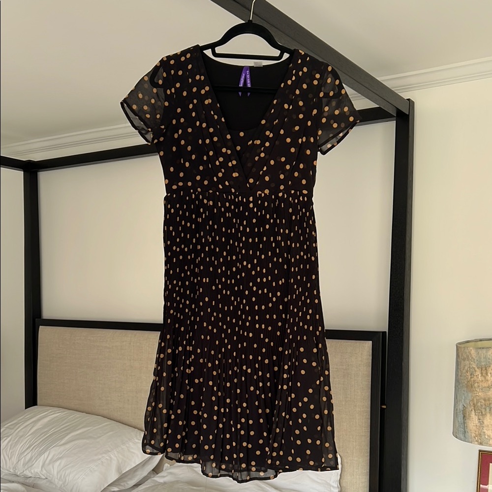 Seraphine Black and Tan Polka Dot Maternity Dress